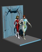 Dessin 3D Capitaine Flam et Joan Landore