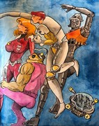 Grag, Johann, Mala, Professeur Simon et Capitaine Flam