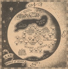 Carte de Aar, monde de Deneb (Dénef) - dessin original "Pulp"